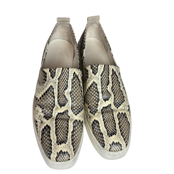 Vince Snake Print Loafers in Cream and Brown - Picture 1 of 7